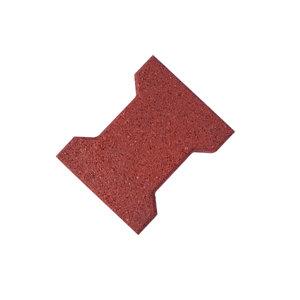 Red interlocking rubber tile for garden and park pathways