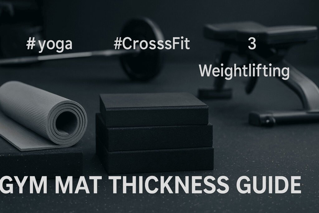 Gym flooring thickness by zone with mats and exercise equipment