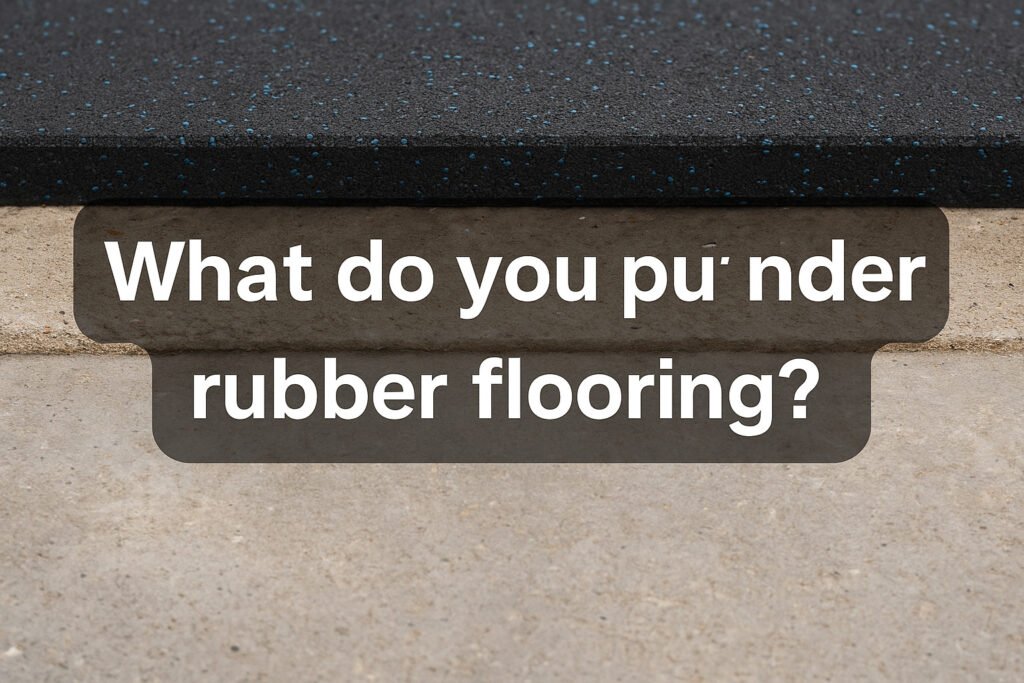 ubber flooring layers showing gym tile, underlayment, and concrete subfloor