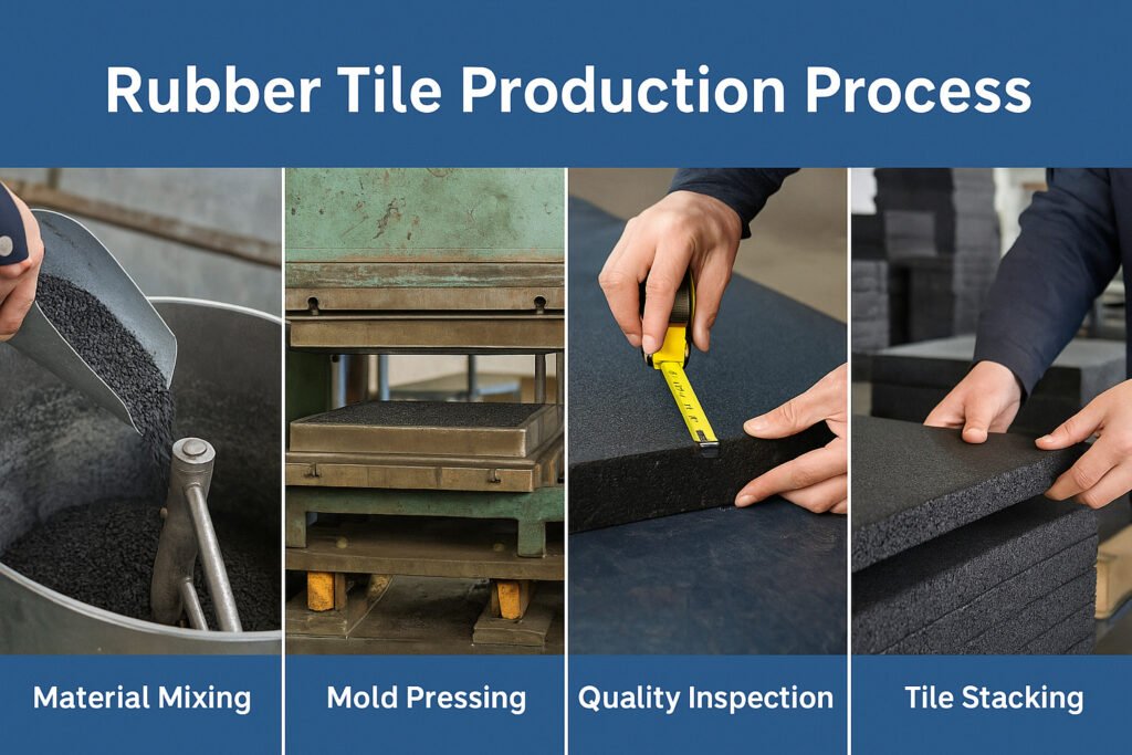 Rubber tile production