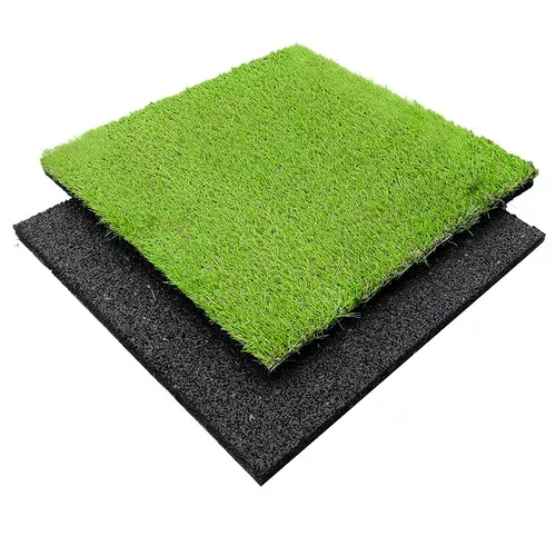 artificial grass composite with rubber tile.