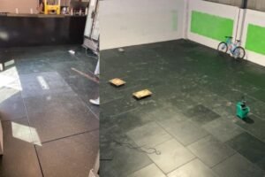 customer project of 20mm 1000mm_1000mm green dots composite rubber tile